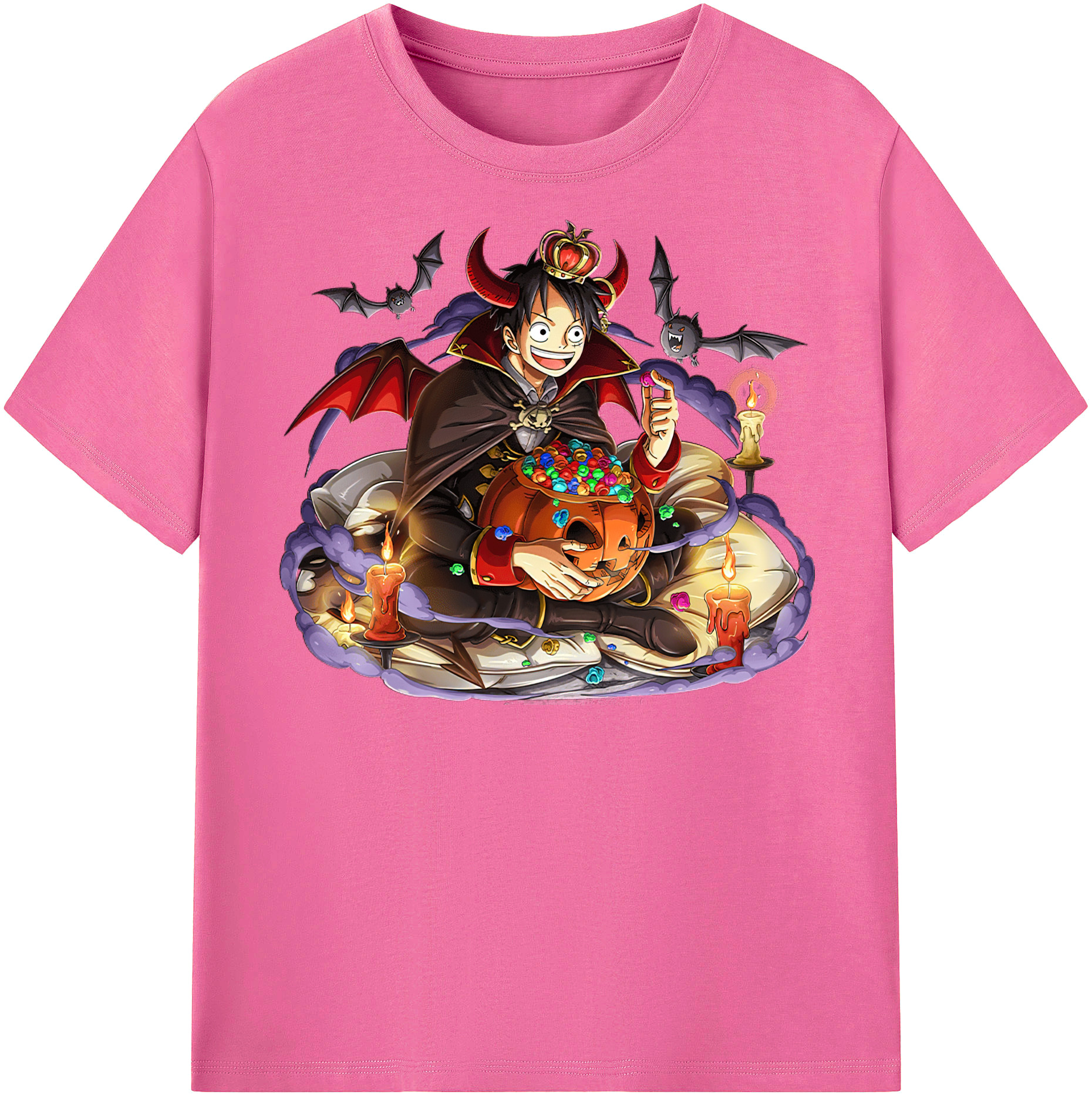 ワンピース モンキー・D・ルフィ ONE PIECE Monkey D. Luffy レディースカジュアルプリントTシャツ（綿100％）